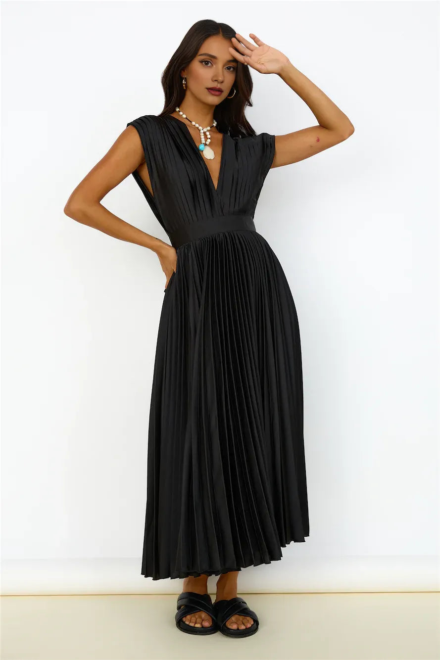 Charming A-Line Deep V Neck Sleeveless Backless Ankle-Length Prom Dress